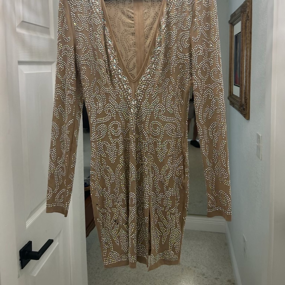 Banjul Tan Embellished Women's dress